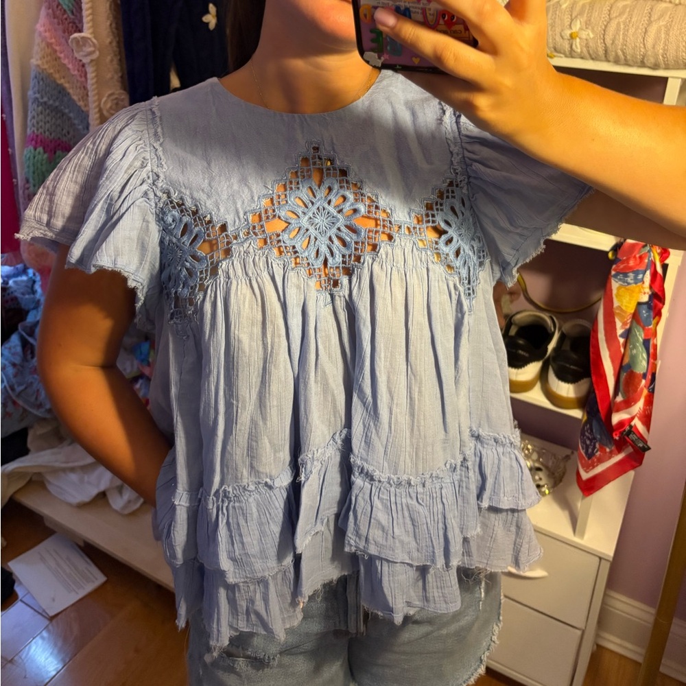 Free People Harrison Top- Blue